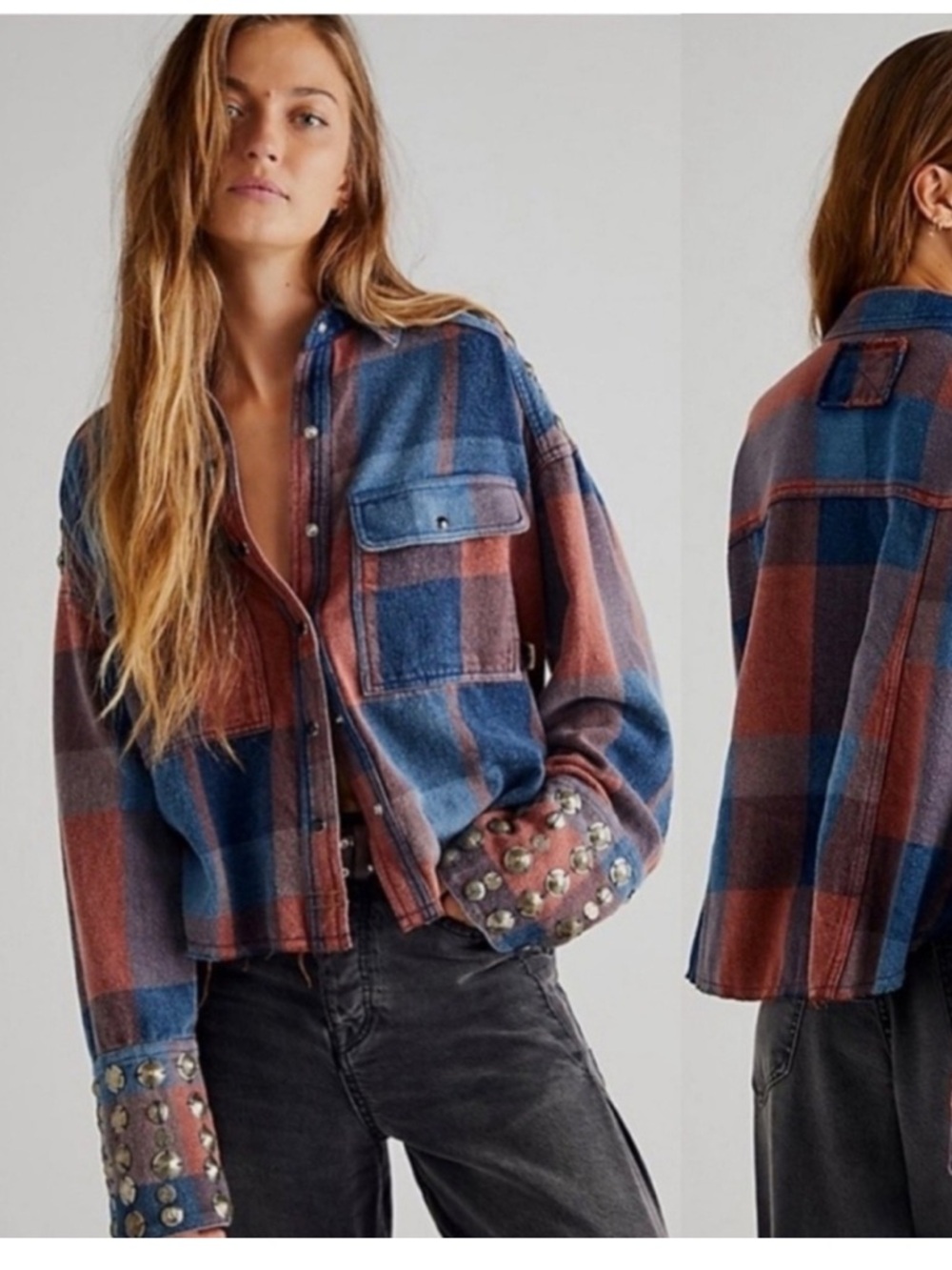Free People Austin Plaid Flannel Button-Down Jacket